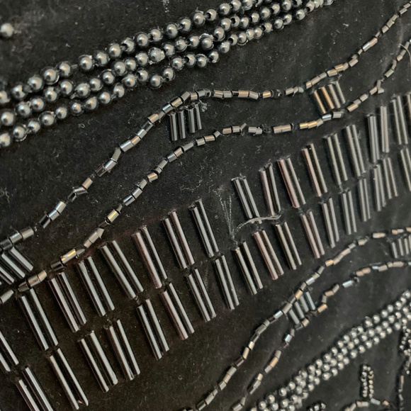 Vintage CACHE Black Beaded Evening Tuxedo Vest Women's Sleeveless sz L 80s Adjus - Picture 5 of 13